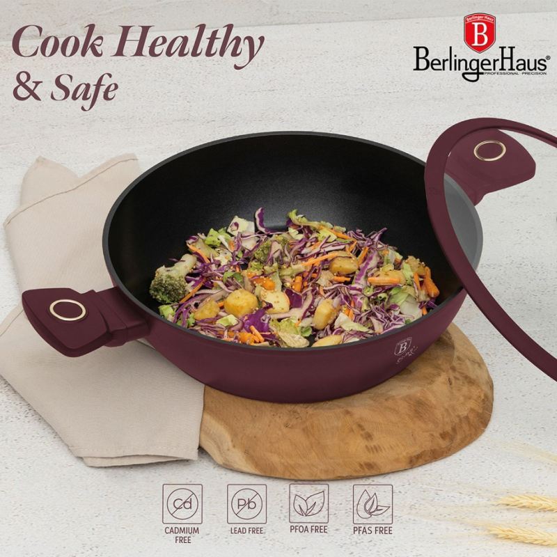 PŁASKI GARNEK TYTANOWY Z POKRYWĄ 28cm BERLINGER HAUS BH-8038 LEONARDO - obrazek 4