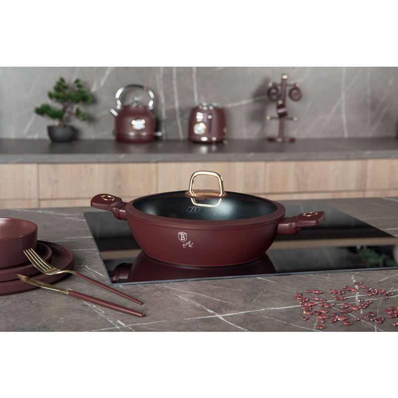 PŁASKI GARNEK TYTANOWY Z POKRYWĄ 28cm BERLINGER HAUS BH-8038 LEONARDO - obrazek 6