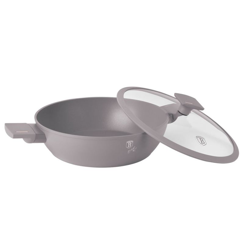 PŁASKI GARNEK TYTANOWY Z POKRYWĄ 28cm BERLINGER HAUS BH-8098 TAUPE - obrazek 5