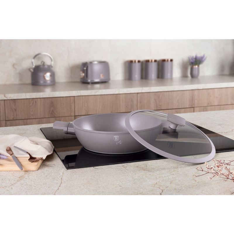PŁASKI GARNEK TYTANOWY Z POKRYWĄ 28cm BERLINGER HAUS BH-8098 TAUPE - obrazek 6
