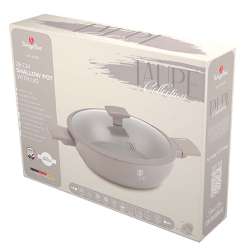 PŁASKI GARNEK TYTANOWY Z POKRYWĄ 28cm BERLINGER HAUS BH-8098 TAUPE - obrazek 7