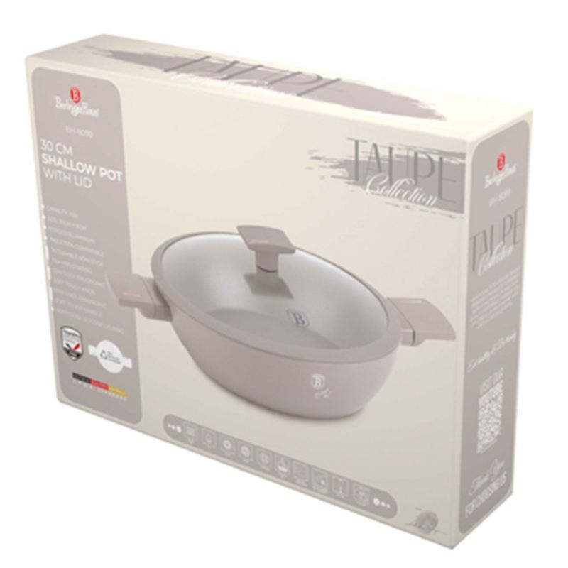 PŁASKI GARNEK TYTANOWY Z POKRYWĄ 30cm BERLINGER HAUS BH-8099 TAUPE - obrazek 7