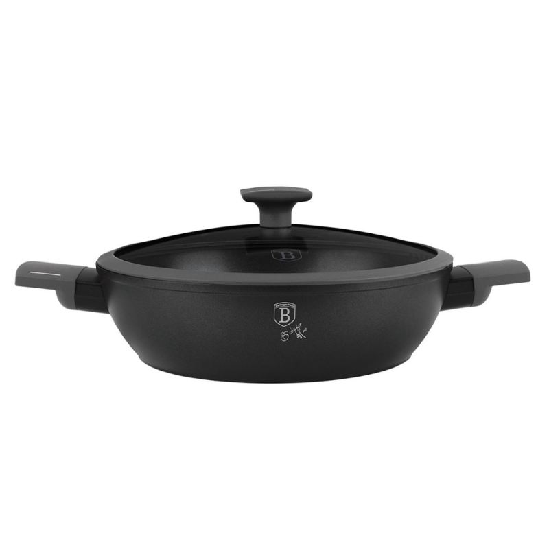 PŁASKI GARNEK TYTANOWY Z POKRYWĄ 28cm BERLINGER HAUS BH-8128 ANTRACIT - obrazek 3