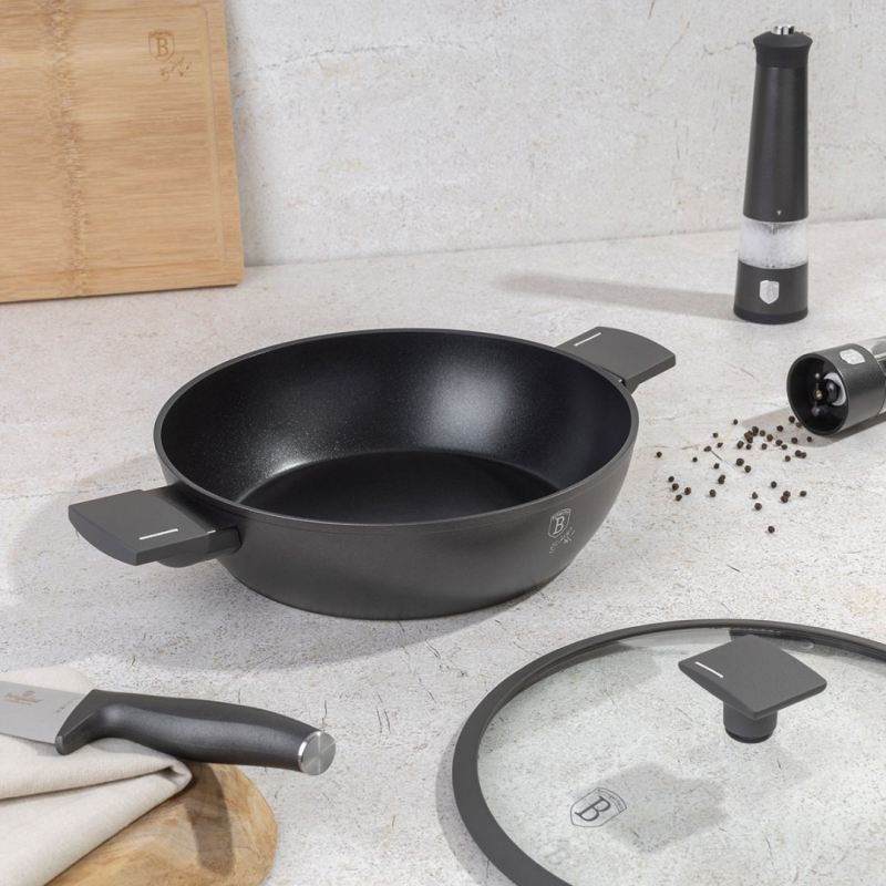 PŁASKI GARNEK TYTANOWY Z POKRYWĄ 28cm BERLINGER HAUS BH-8128 ANTRACIT - obrazek 6