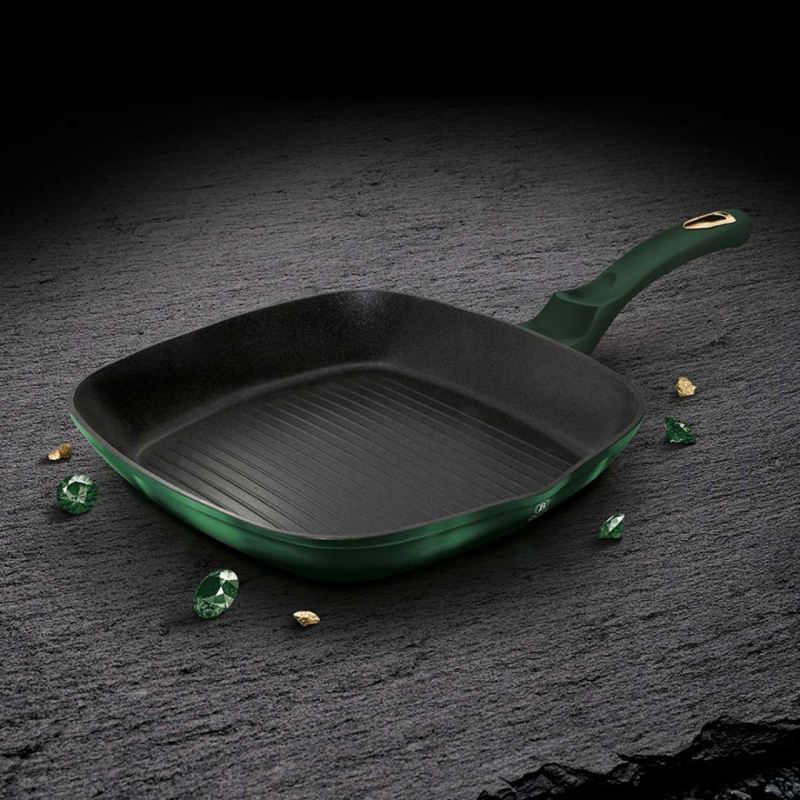 PATELNIA TYTANOWA GRILLOWA BERLINGER HAUS 28cm BH-6050 EMERALD - obrazek 2
