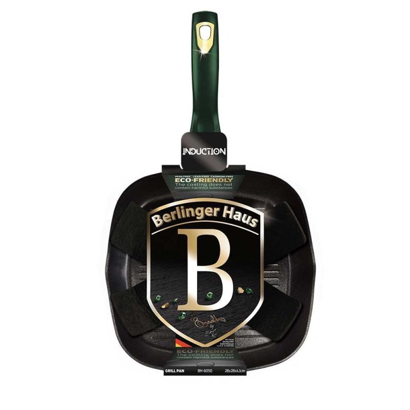PATELNIA TYTANOWA GRILLOWA BERLINGER HAUS 28cm BH-6050 EMERALD - obrazek 5