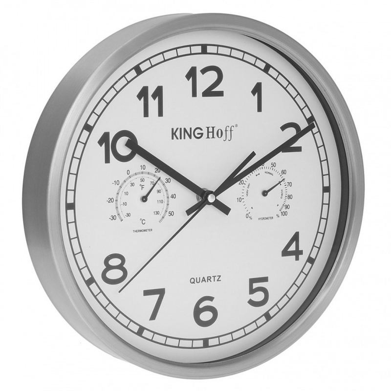 ZEGAR ŚCIENNY 30cm KINGHOFF KH-5027 TERMOMETR - obrazek 2