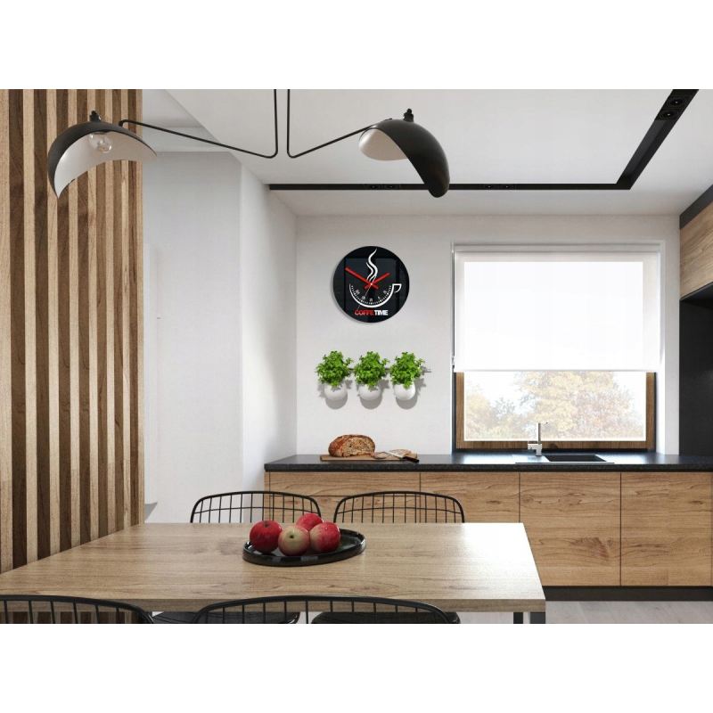 ZEGAR ŚCIENNY COFFEE TIME II BLACK - obrazek 2