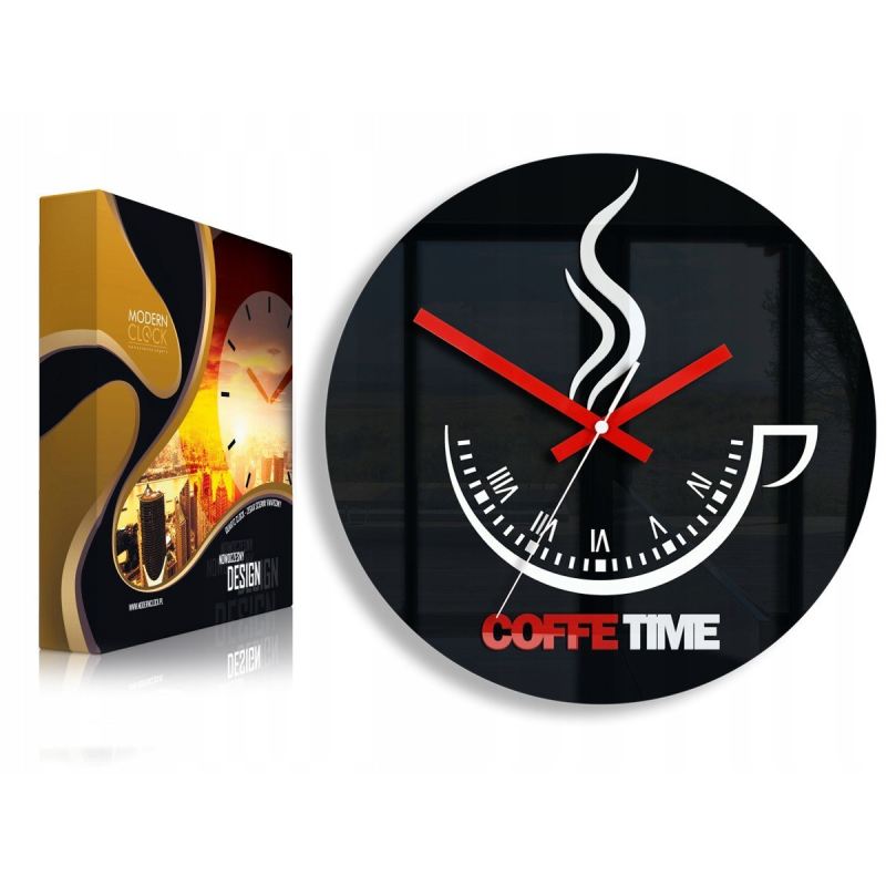 ZEGAR ŚCIENNY COFFEE TIME II BLACK - obrazek 3