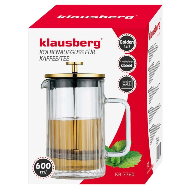 ZAPARZACZ TŁOKOWY DO KAWY/HERBATY TERMICZNY 600ml KLAUSBERG KB-7760 - obrazek 11
