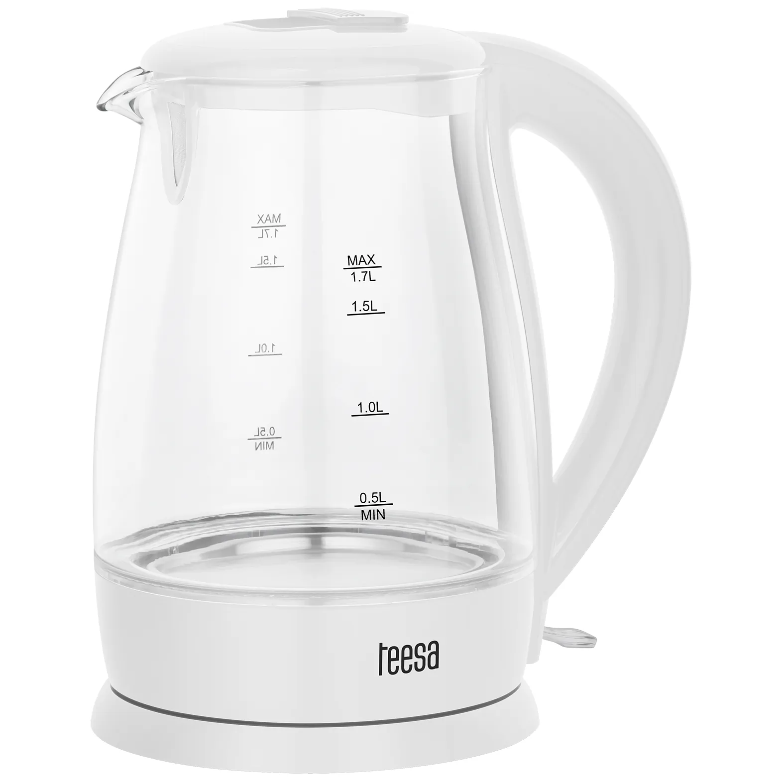 Czajnik elektryczny TEESA, szklany, 2200 W, biały, 1,7 L - obrazek 2