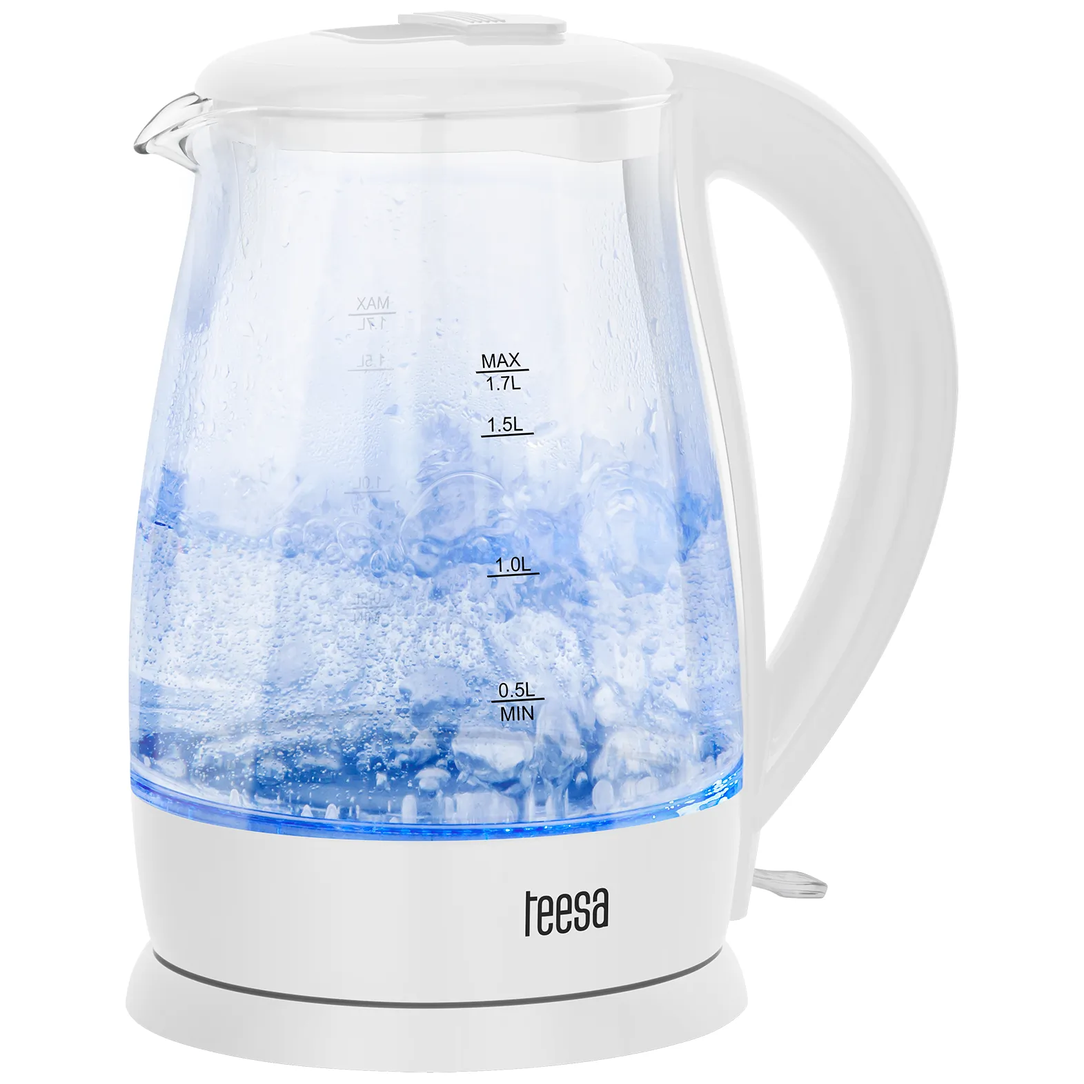 Czajnik elektryczny TEESA, szklany, 2200 W, biały, 1,7 L - obrazek 5
