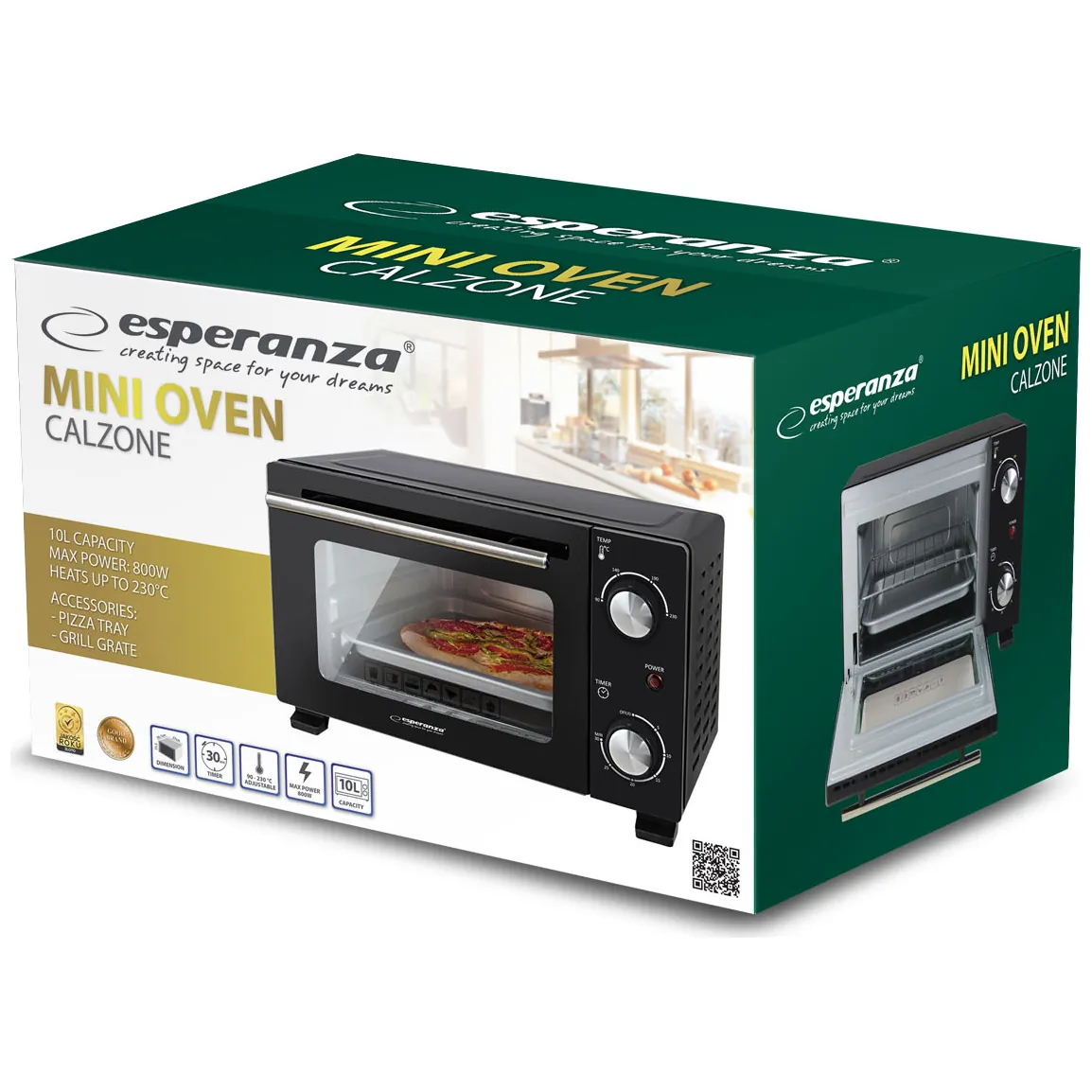 EKO007N Esperanza mini piekarnik calzone 10l 800w - obrazek 10