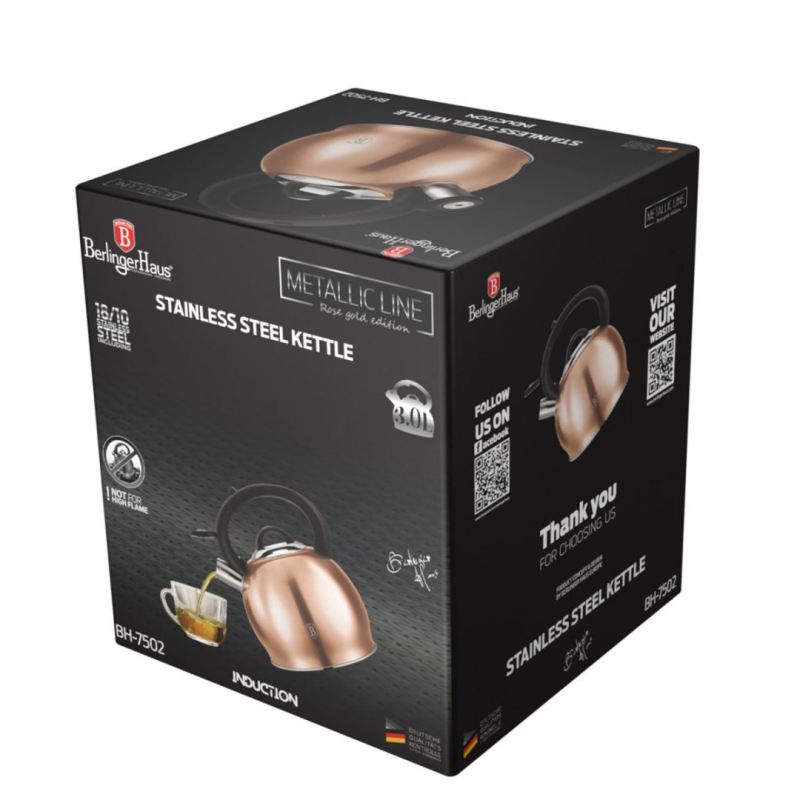 CZAJNIK 3L BERLINGER HAUS BH-7502 Z GWIZDKIEM ROSE GOLD - obrazek 2