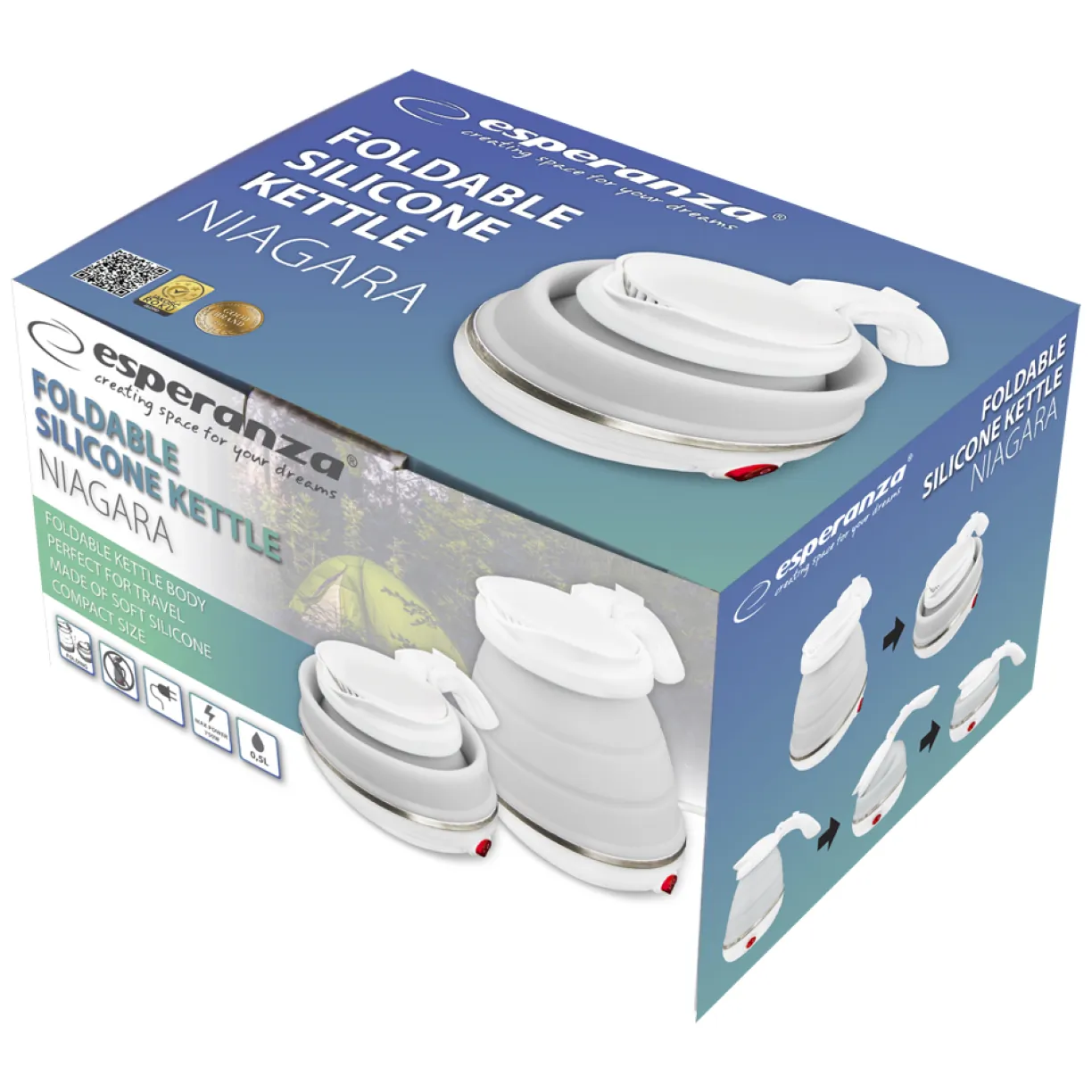 EKK023 Esperanza czajnik elektryczny składany silikonowy niagara 0.5 l - obrazek 5
