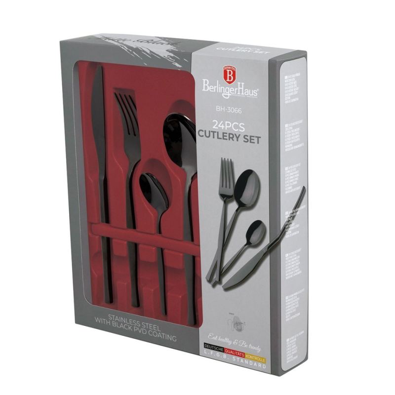 SZTUĆCE 24 ELEM. BERLINGER HAUS BH-3066 POŁYSK SHINY BLACK - obrazek 3