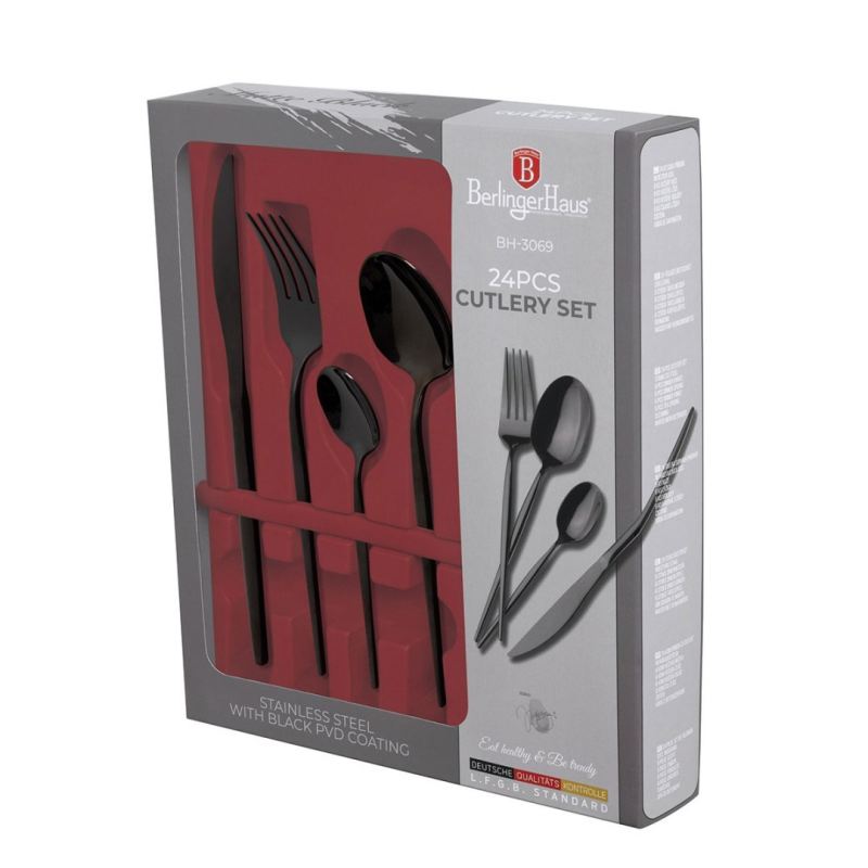 SZTUĆCE 24 ELEM. BERLINGER HAUS BH-3069 POŁYSK SHINY BLACK - obrazek 4