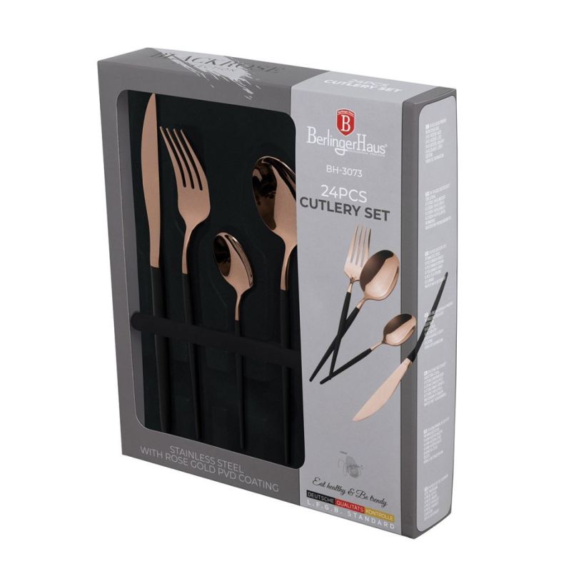 SZTUĆCE 24 ELEM. BERLINGER HAUS BH-3073 BLACK ROSE - obrazek 2