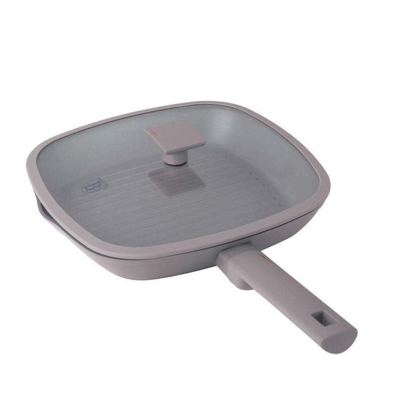 PATELNIA GRILLOWA TYTANOWA Z POKRYWĄ 28cm BERLINGER HAUS BH-8097 TAUPE - obrazek 5
