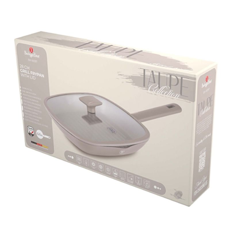 PATELNIA GRILLOWA TYTANOWA Z POKRYWĄ 28cm BERLINGER HAUS BH-8097 TAUPE - obrazek 7