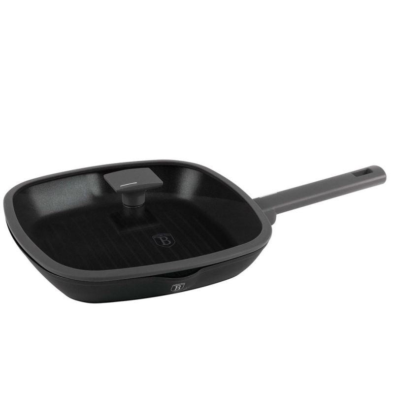 PATELNIA GRILLOWA TYTANOWA Z POKRYWĄ 28cm BERLINGER HAUS BH-8127 ANTRACIT - obrazek 3