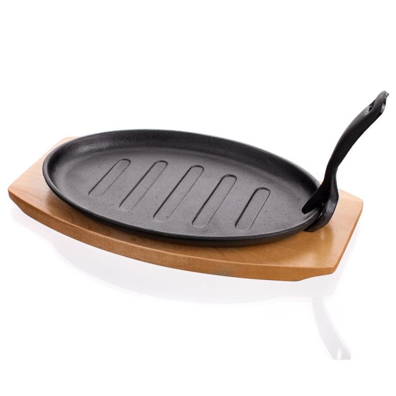 PÓŁMISEK PATELNIA ŻELIWNA GRILLOWA Z DESKĄ BANQUET GRADA - obrazek 3
