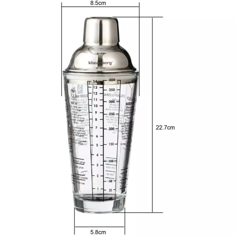 SZKLANY SHAKER BARMAŃSKI 400ml Z PRZEPISAMI KLAUSBERG KB-7647 - obrazek 7