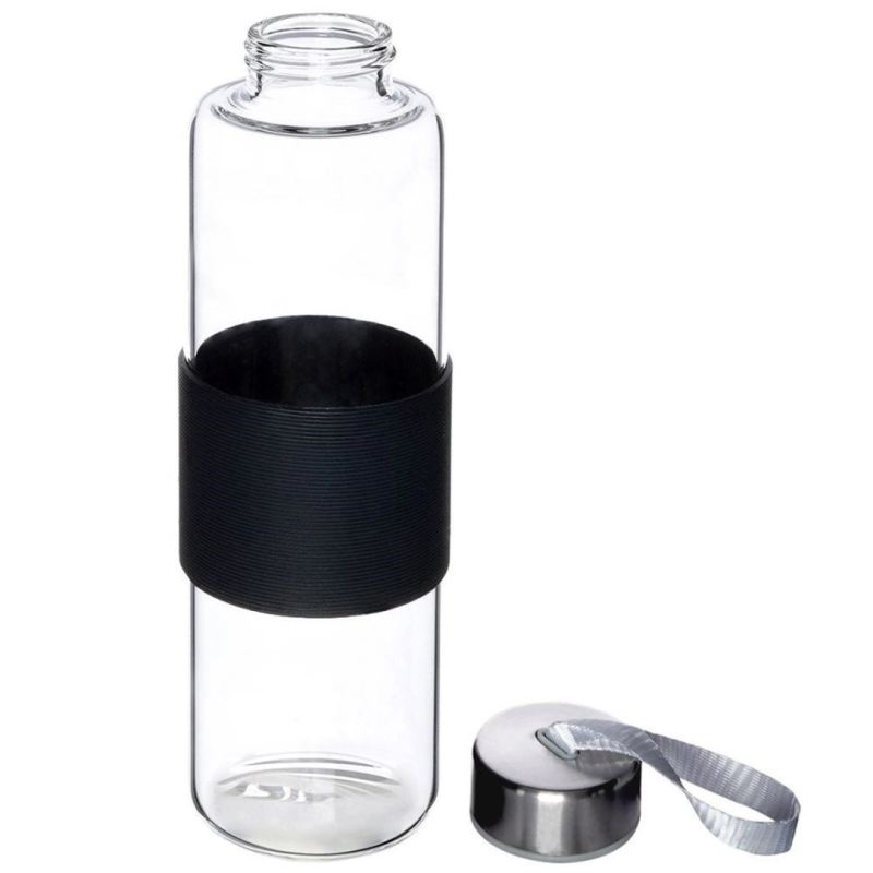 SZKLANA BUTELKA NA WODĘ 600ml 259152-C CZARNA - obrazek 3