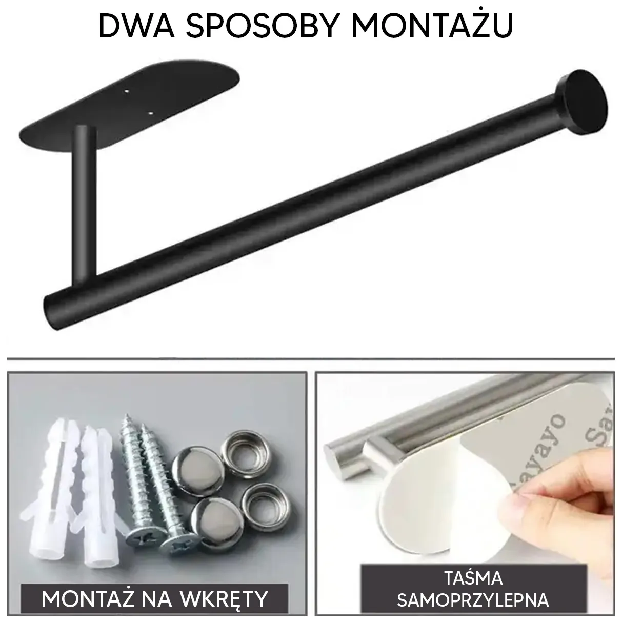 AG883 Wieszak na ręcznik papierowy czarny - obrazek 4