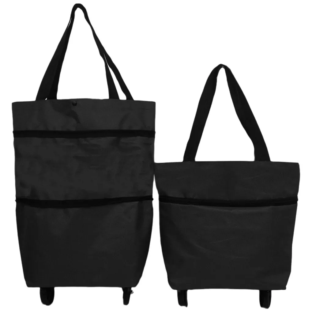 AG392B Składana torba na kółkach black - obrazek 4