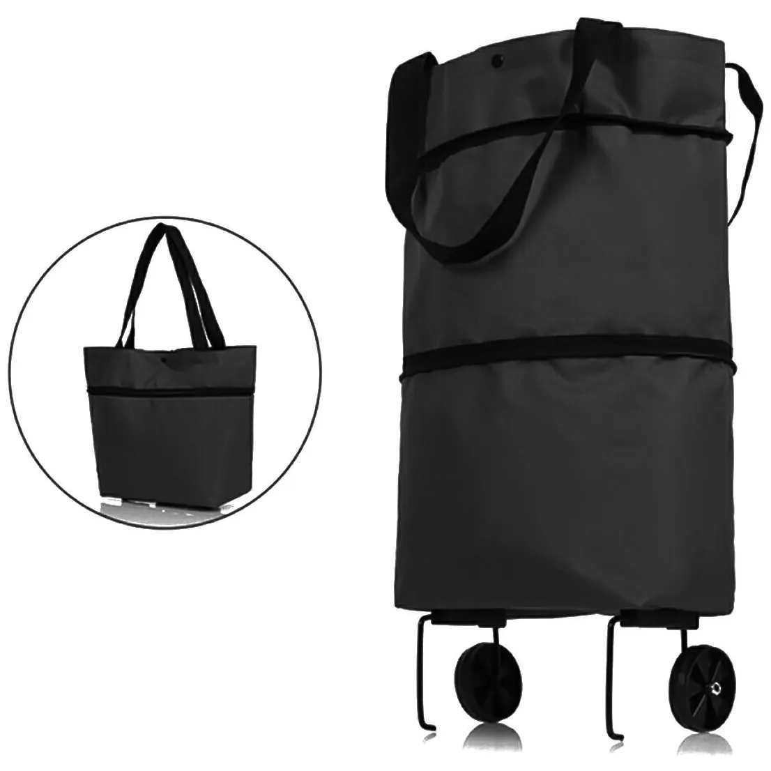 AG392B Składana torba na kółkach black