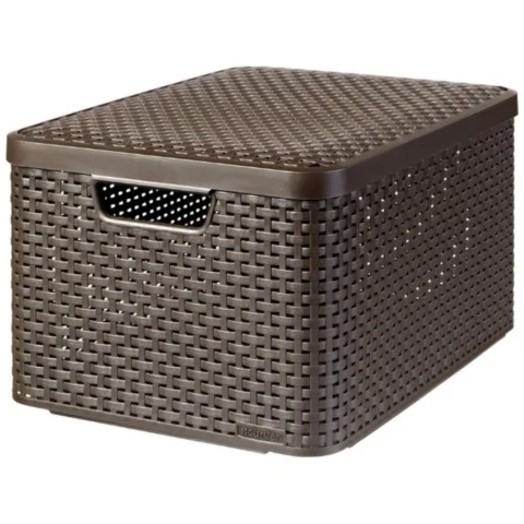 Koszyk z pokrywą Curver Rattan Style L ciemny brąz