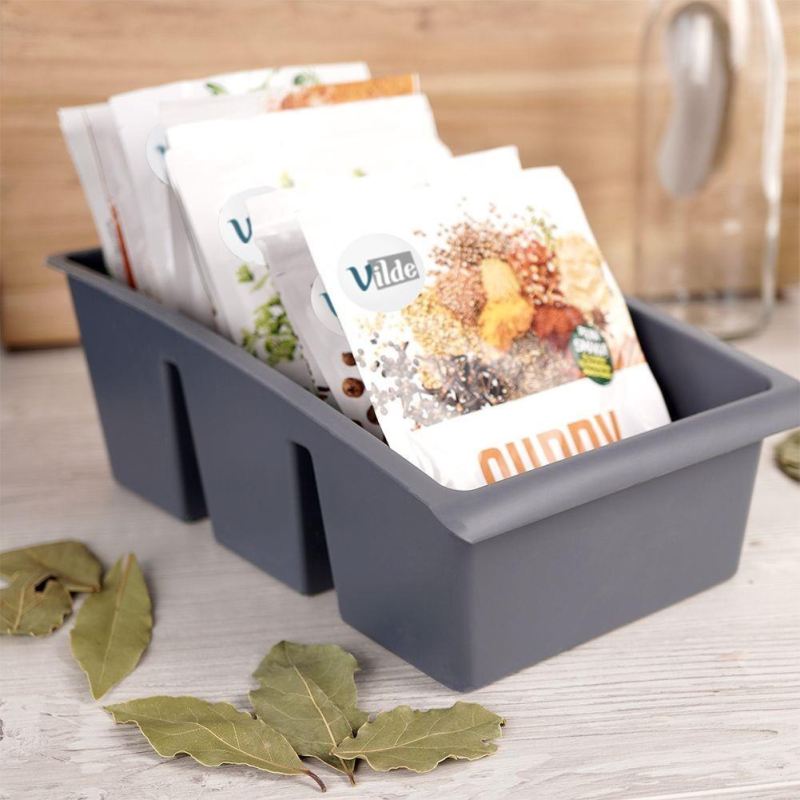 ORGANIZER POJEMNIK NA PRZYPRAWY W TOREBKACH SZARY 229047-S - obrazek 2