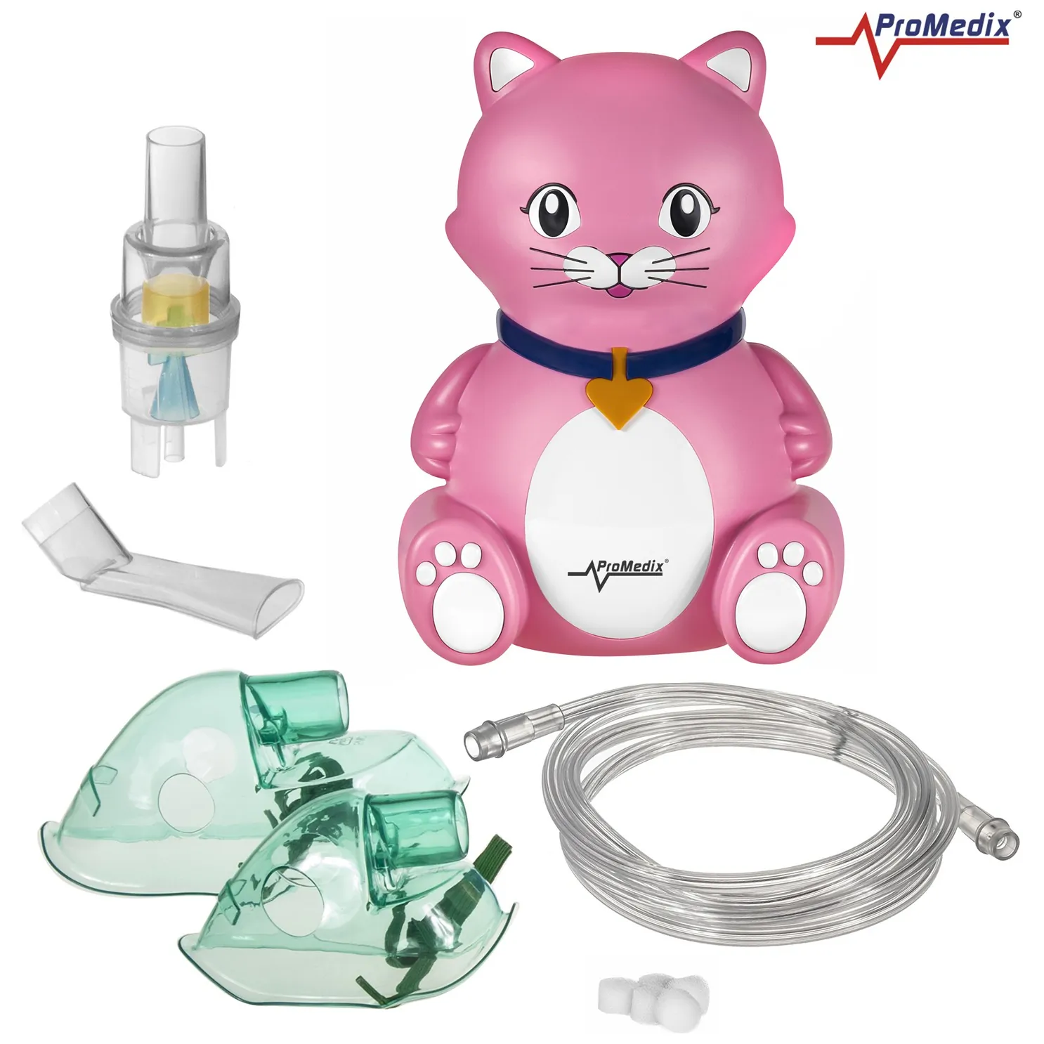 Inhalator dla dzieci kot Promedix, zestaw nebulizator, maski, filterki, PR-816 - obrazek 6