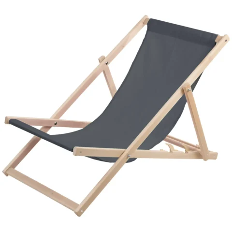 Leżak plażowy, drewniany szary
