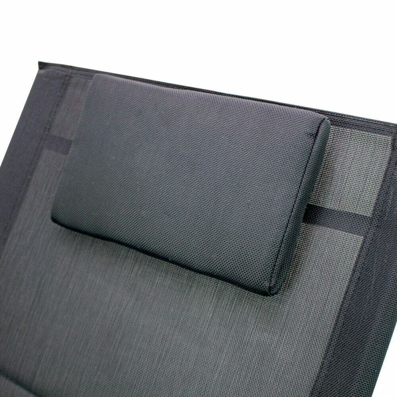 Leżak Ogrodowy Składany 160x62 cm Texilene Lekki 150 kg Wygodny Czarny - obrazek 5