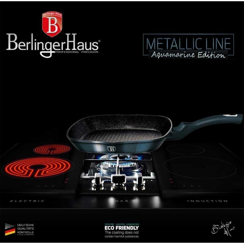 PATELNIA GRANITOWA GRILLOWA 28 cm BERLINGER HAUS AQUAMARINE BH-1873 - obrazek 5
