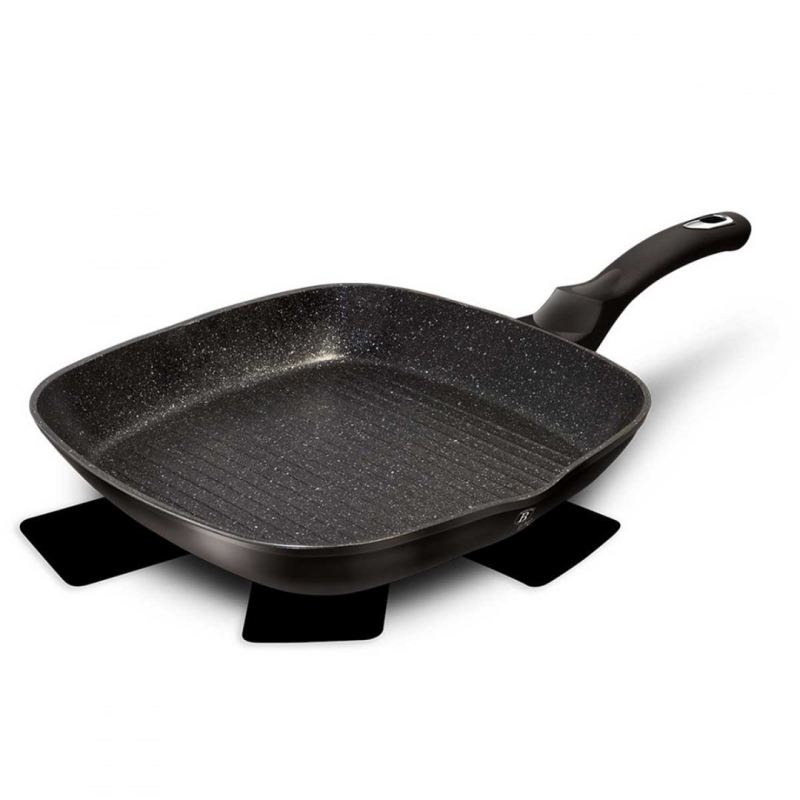 PATELNIA GRANITOWA GRILLOWA 28 cm BERLINGER HAUS BH-1846 BLACK SILVER - obrazek 2