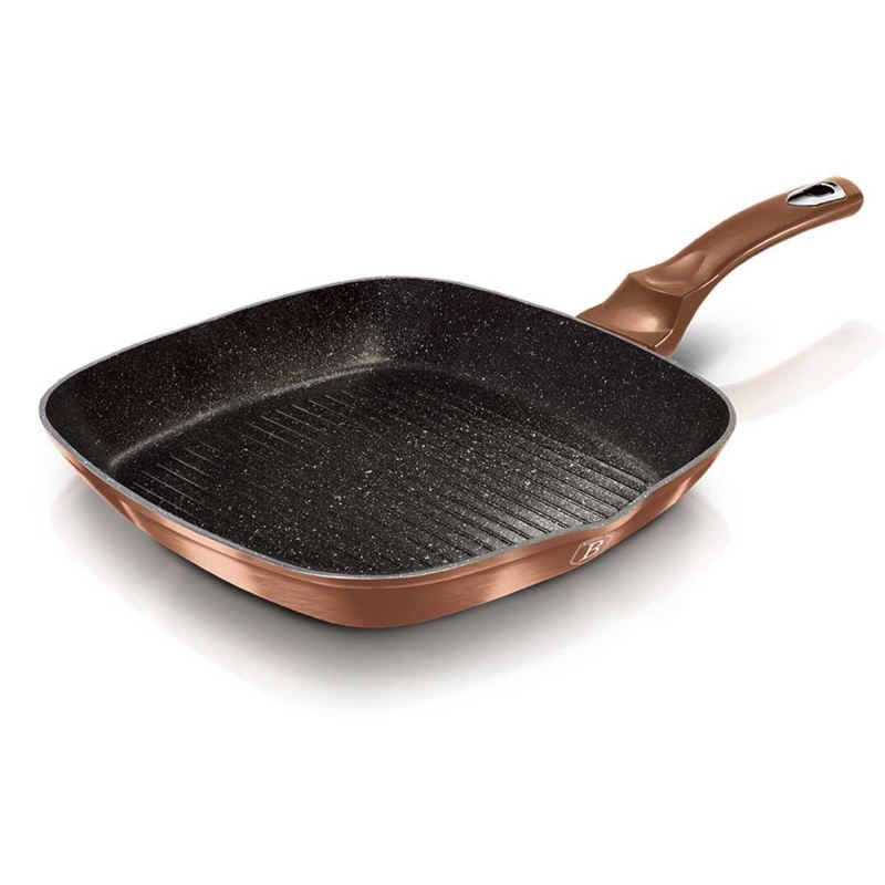 PATELNIA GRANITOWA GRILLOWA 28 cm BERLINGER HAUS BH-1889 ROSE GOLD NOIR - obrazek 3