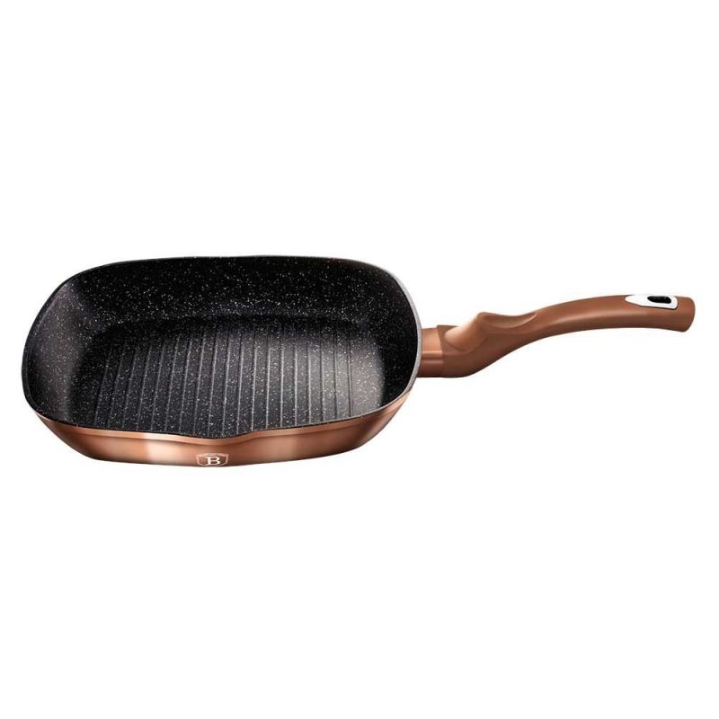 PATELNIA GRANITOWA GRILLOWA 28 cm BERLINGER HAUS ROSE GOLD BH-1521 - obrazek 2