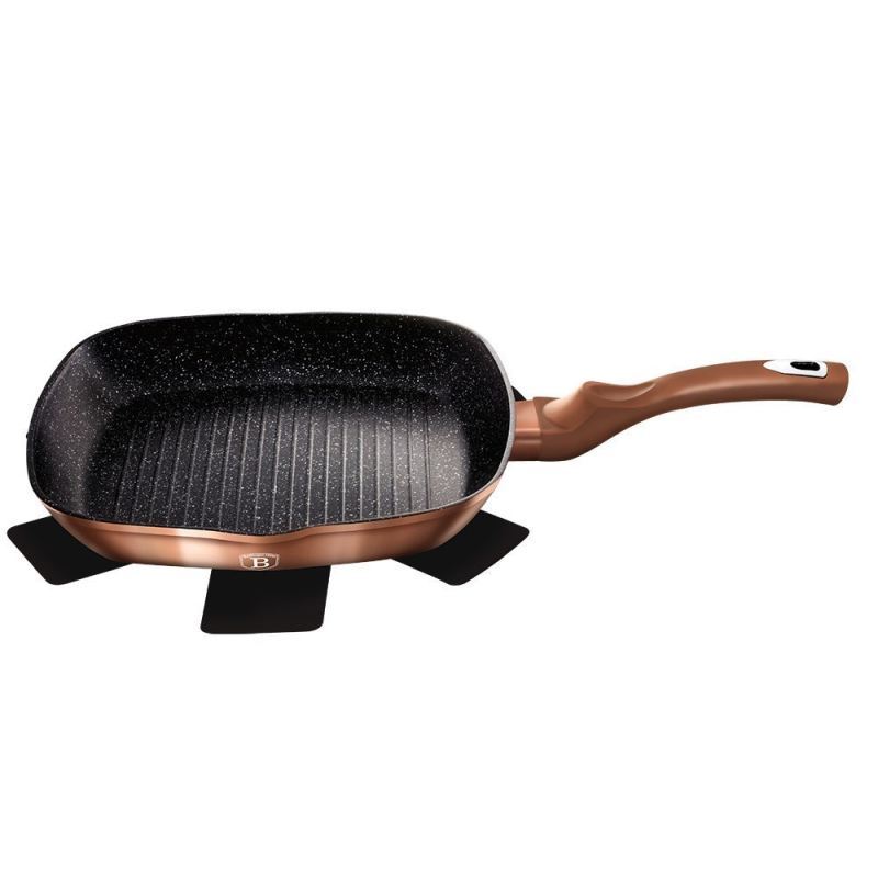 PATELNIA GRANITOWA GRILLOWA 28 cm BERLINGER HAUS ROSE GOLD BH-1521 - obrazek 3
