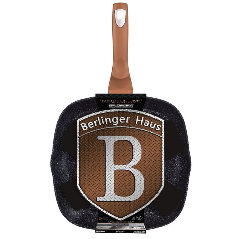 PATELNIA GRANITOWA GRILLOWA 28 cm BERLINGER HAUS ROSE GOLD BH-1521 - obrazek 4