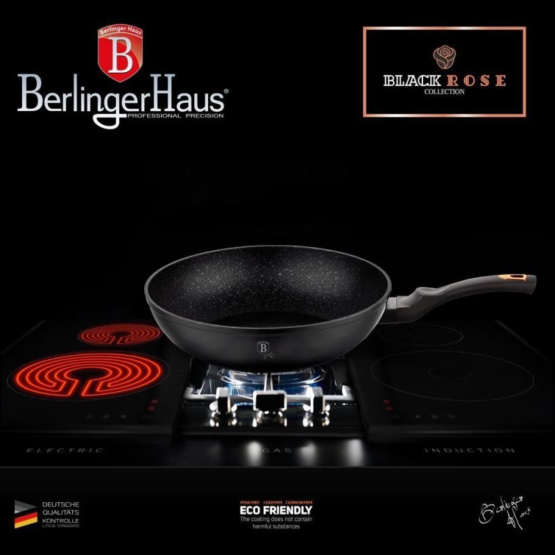 PATELNIA GRANITOWA WOK 28cm BERLINGER HAUS BLACK ROSE BH-1638 - obrazek 4