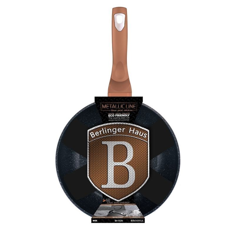 PATELNIA GRANITOWA WOK 28cm BERLINGER HAUS ROSE GOLD BH-1512 - obrazek 3