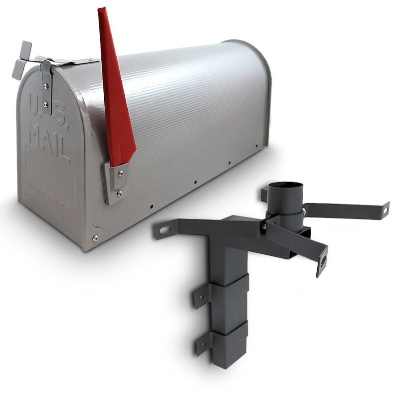 Skrzynka Pocztowa Amerykańska Srebrna USA Mailbox z Uchwytem Montażowym - obrazek 5