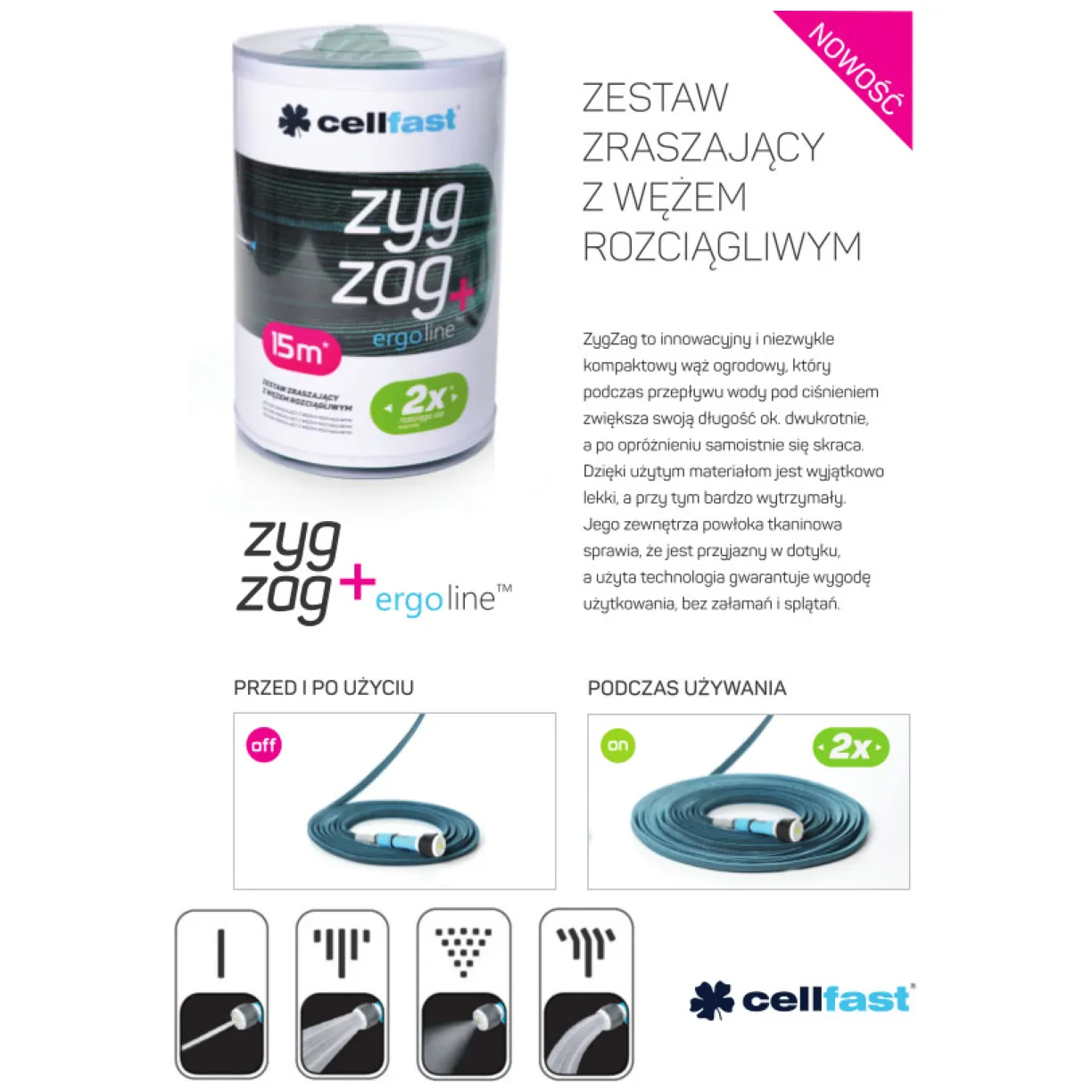 Zestaw z wężem rozciągliwym 7,5m Cellfast ZygZag - obrazek 8