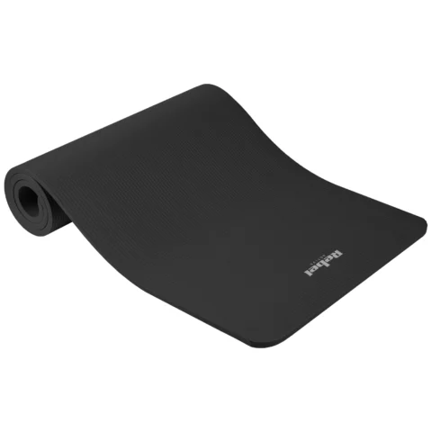 Mata gimnastyczna do ćwiczeń joga, pilates, fitness, 183x61cm, grubość 1.5cm, materiał NBR, czarna, REBEL ACTIVE
