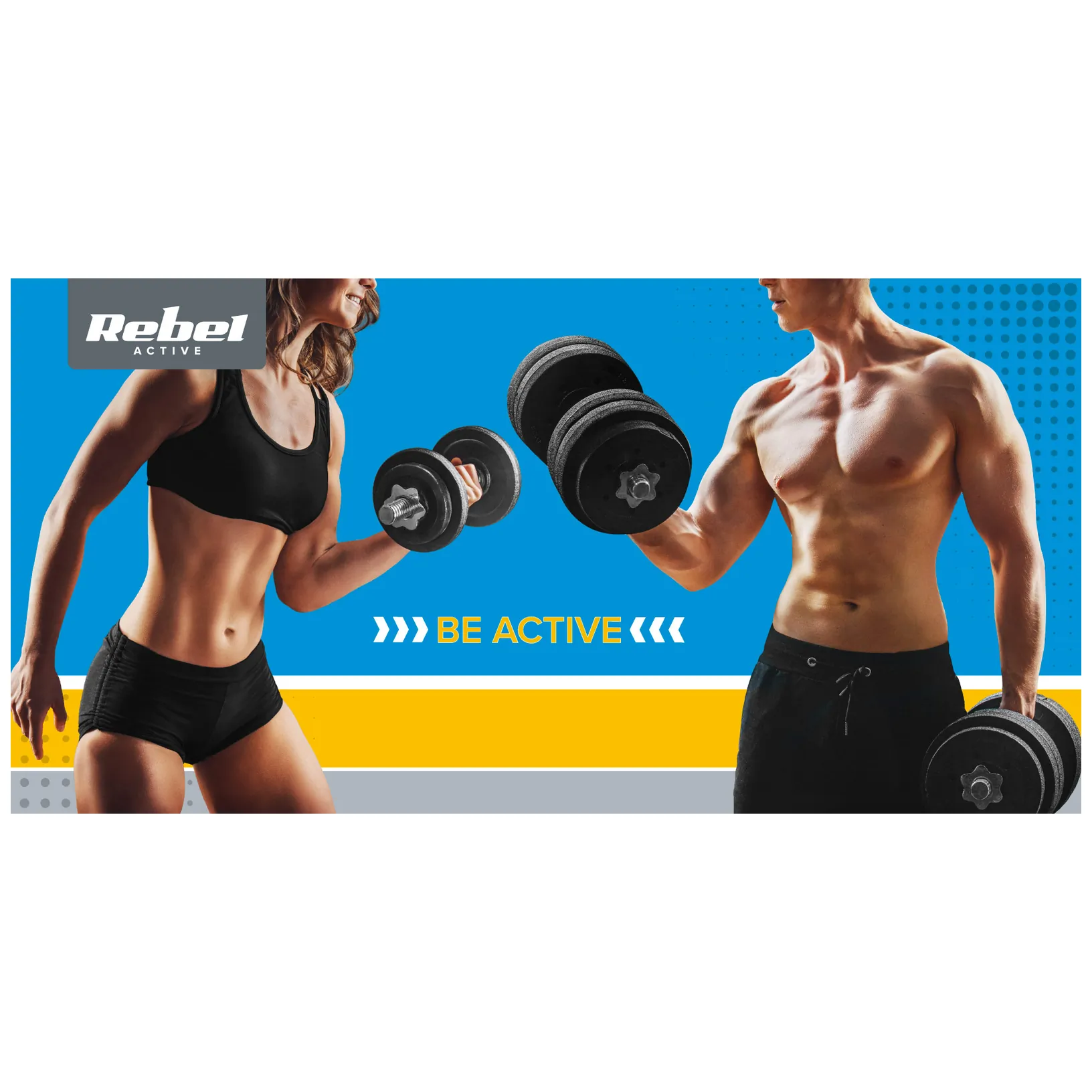 Obciążenie żeliwne olimpijskie gumowane zestaw 2x15kg, otwór 51mm , REBEL ACTIVE - obrazek 5