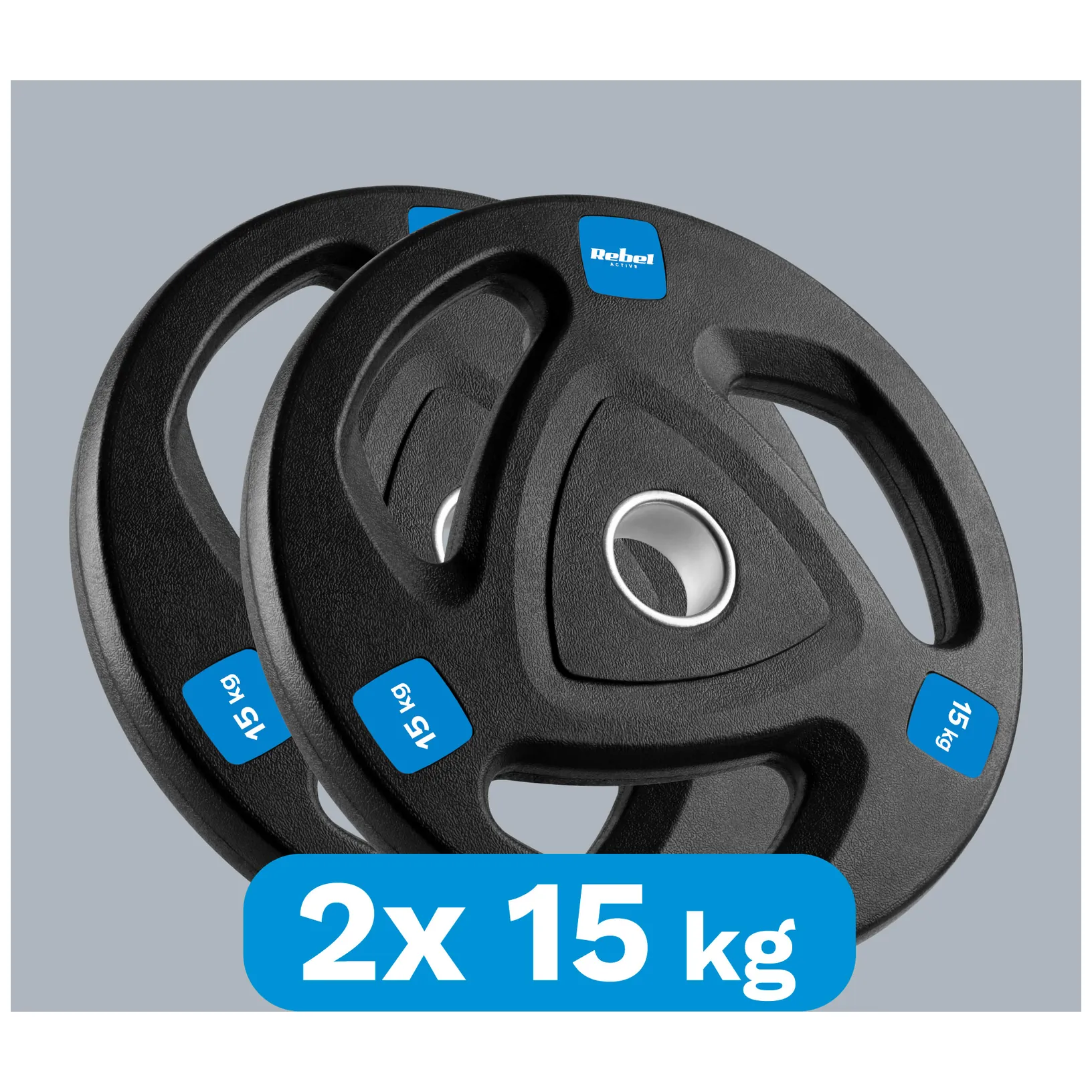 Obciążenie żeliwne olimpijskie gumowane zestaw 2x15kg, otwór 51mm , REBEL ACTIVE - obrazek 6