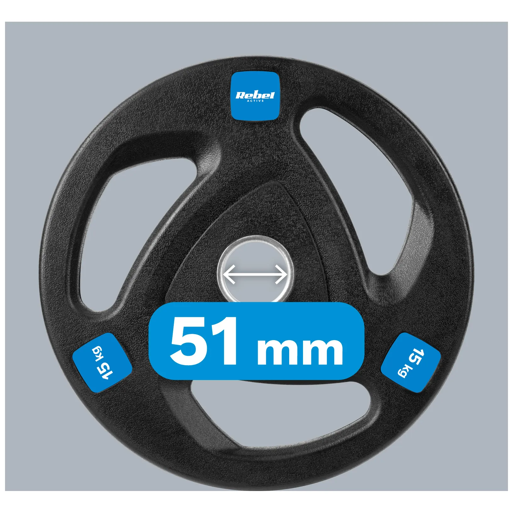 Obciążenie żeliwne olimpijskie gumowane zestaw 2x15kg, otwór 51mm , REBEL ACTIVE - obrazek 8